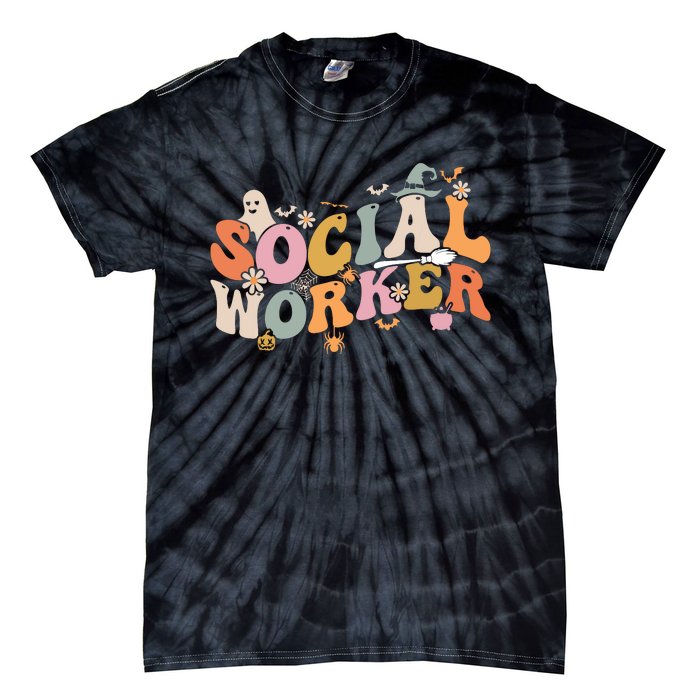 Halloween Social Worker Spooky Ghost Spooky Season Tie-Dye T-Shirt