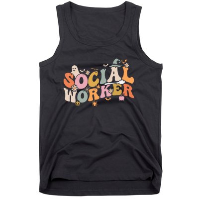 Halloween Social Worker Spooky Ghost Spooky Season Tank Top