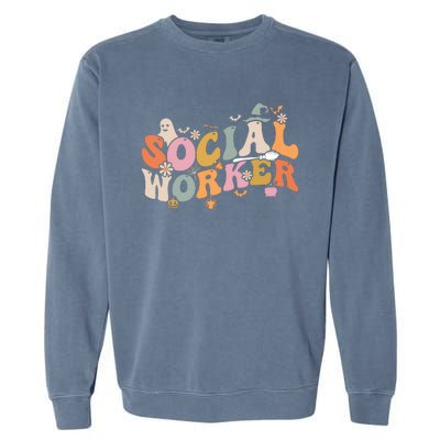 Halloween Social Worker Spooky Ghost Spooky Season Garment-Dyed Sweatshirt