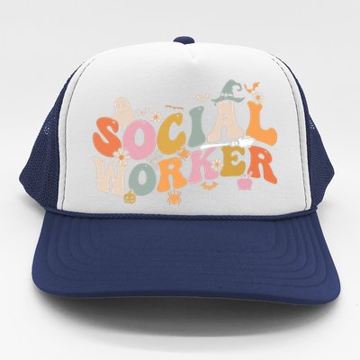 Halloween Social Worker Spooky Ghost Spooky Season Trucker Hat