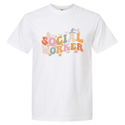 Halloween Social Worker Spooky Ghost Spooky Season Garment-Dyed Heavyweight T-Shirt