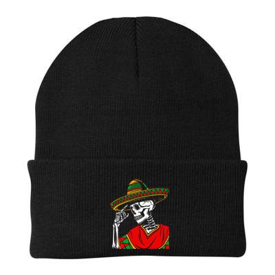 Halloween Skeleton Wearing Mexican Poncho Sombrero Beanie