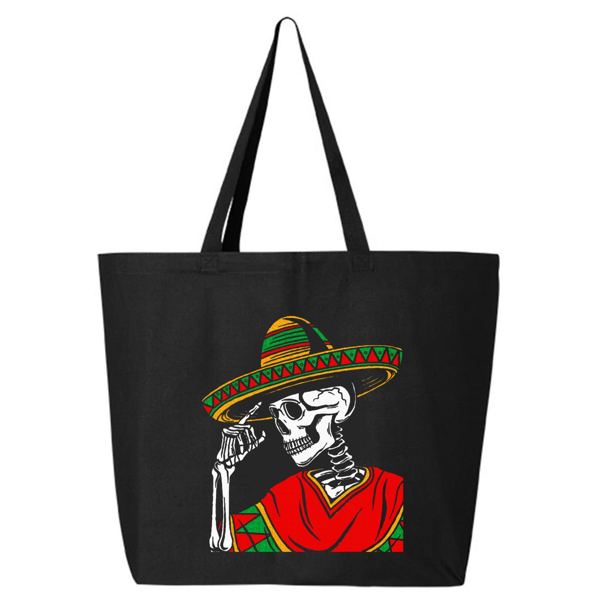 Halloween Skeleton Wearing Mexican Poncho Sombrero 25L Jumbo Tote