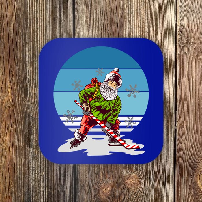 Hockey Santa Winter Sunset Peppermint Candy Hockey Stick Cool Gift Coaster