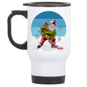 Hockey Santa Winter Sunset Peppermint Candy Hockey Stick Cool Gift Stainless Steel Travel Mug