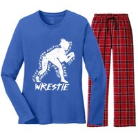 High School Wrestling Mom Dad Gift Wrestling Gift Women's Long Sleeve Flannel Pajama Set 