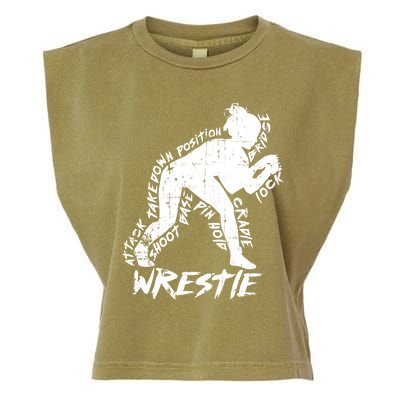 High School Wrestling Mom Dad Gift Wrestling Gift Garment-Dyed Women's Muscle Tee