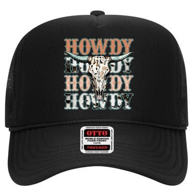 Howdy Southern Western Girl Country Rodeo Cowgirl High Crown Mesh Back Trucker Hat