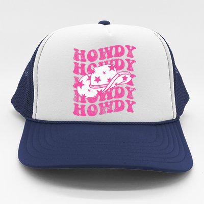 Howdy Southern Western Girl Country Rodeo Pink Cowgirl Retro Trucker Hat