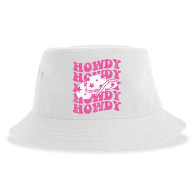 Howdy Southern Western Girl Country Rodeo Pink Cowgirl Retro Sustainable Bucket Hat