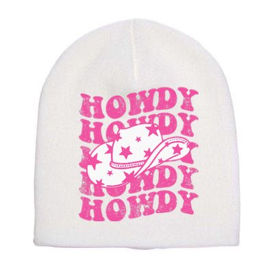 Howdy Southern Western Girl Country Rodeo Pink Cowgirl Retro Short Acrylic Beanie