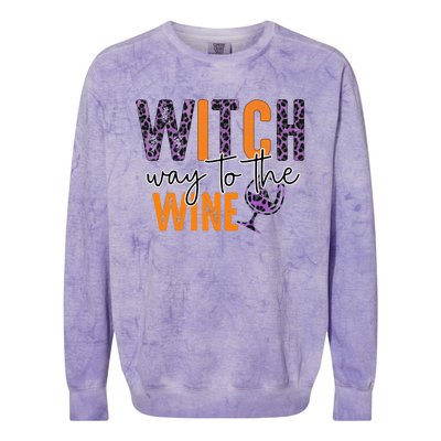 Halloween Spooky Witch Way To The Wine Drinking Matching Family Colorblast Crewneck Sweatshirt