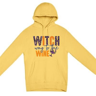 Halloween Spooky Witch Way To The Wine Drinking Matching Family Premium Pullover Hoodie