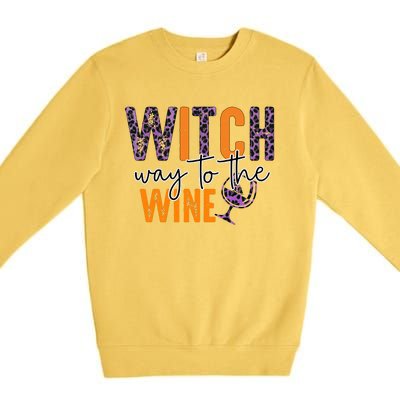 Halloween Spooky Witch Way To The Wine Drinking Matching Family Premium Crewneck Sweatshirt