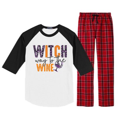 Halloween Spooky Witch Way To The Wine Drinking Matching Family Raglan Sleeve Pajama Set