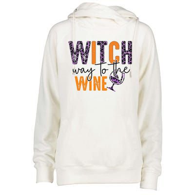 Halloween Spooky Witch Way To The Wine Drinking Matching Family Womens Funnel Neck Pullover Hood