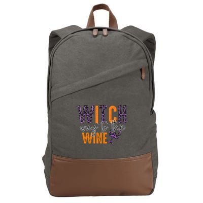 Halloween Spooky Witch Way To The Wine Drinking Matching Family Cotton Canvas Backpack