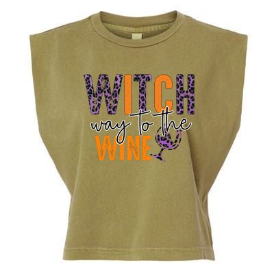 Halloween Spooky Witch Way To The Wine Drinking Matching Family Garment-Dyed Women's Muscle Tee