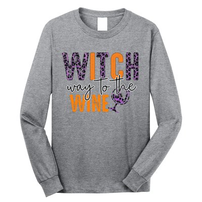 Halloween Spooky Witch Way To The Wine Drinking Matching Family Long Sleeve Shirt