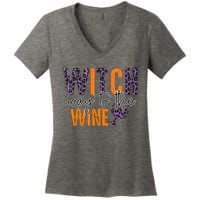 Halloween Spooky Witch Way To The Wine Drinking Matching Family Women's V-Neck T-Shirt