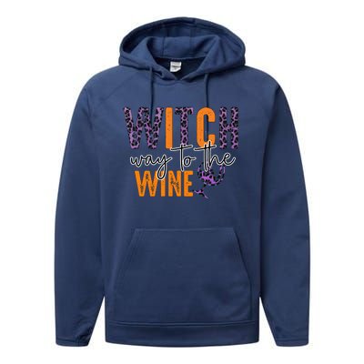 Halloween Spooky Witch Way To The Wine Drinking Matching Family Performance Fleece Hoodie