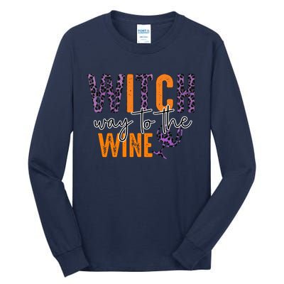 Halloween Spooky Witch Way To The Wine Drinking Matching Family Tall Long Sleeve T-Shirt