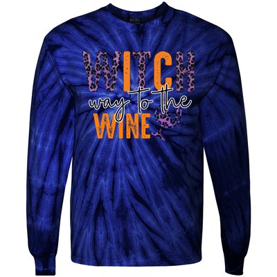 Halloween Spooky Witch Way To The Wine Drinking Matching Family Tie-Dye Long Sleeve Shirt