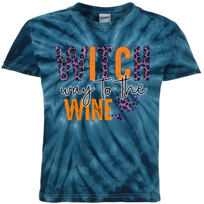 Halloween Spooky Witch Way To The Wine Drinking Matching Family Kids Tie-Dye T-Shirt