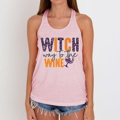 Halloween Spooky Witch Way To The Wine Drinking Matching Family Women's Knotted Racerback Tank