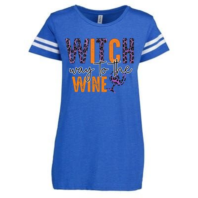 Halloween Spooky Witch Way To The Wine Drinking Matching Family Enza Ladies Jersey Football T-Shirt