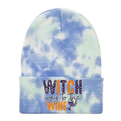 Halloween Spooky Witch Way To The Wine Drinking Matching Family Tie Dye 12in Knit Beanie