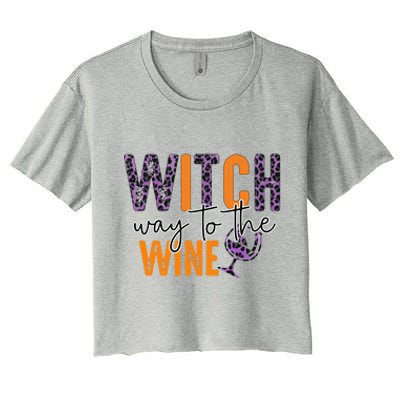 Halloween Spooky Witch Way To The Wine Drinking Matching Family Women's Crop Top Tee