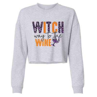 Halloween Spooky Witch Way To The Wine Drinking Matching Family Cropped Pullover Crew