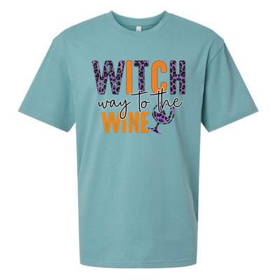 Halloween Spooky Witch Way To The Wine Drinking Matching Family Sueded Cloud Jersey T-Shirt