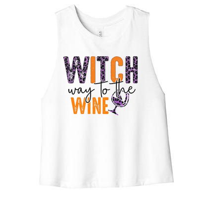 Halloween Spooky Witch Way To The Wine Drinking Matching Family Women's Racerback Cropped Tank