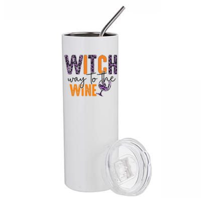 Halloween Spooky Witch Way To The Wine Drinking Matching Family Stainless Steel Tumbler