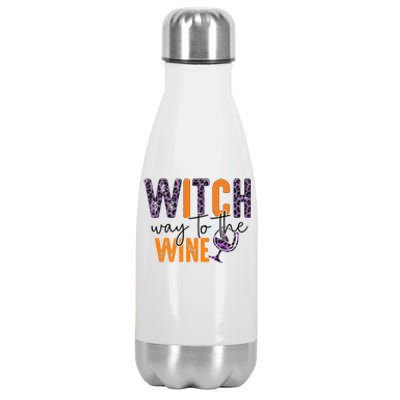 Halloween Spooky Witch Way To The Wine Drinking Matching Family Stainless Steel Insulated Water Bottle