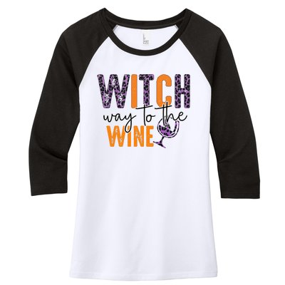 Halloween Spooky Witch Way To The Wine Drinking Matching Family Women's Tri-Blend 3/4-Sleeve Raglan Shirt