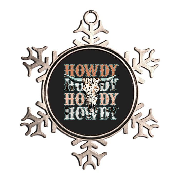 Howdy Southern Western Cow Country Rodeo Cowgirl Metallic Star Ornament