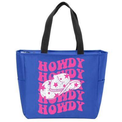 Howdy Southern Western Girl Country Rodeo Pink Cowgirl Retro Zip Tote Bag