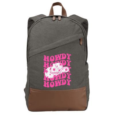 Howdy Southern Western Girl Country Rodeo Pink Cowgirl Retro Cotton Canvas Backpack