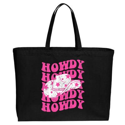 Howdy Southern Western Girl Country Rodeo Pink Cowgirl Retro Cotton Canvas Jumbo Tote