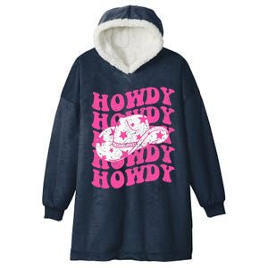 Howdy Southern Western Girl Country Rodeo Pink Cowgirl Retro Hooded Wearable Blanket