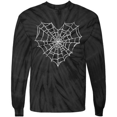 Halloween Spider Web Costume Cute Heart Spider Web Tie-Dye Long Sleeve Shirt