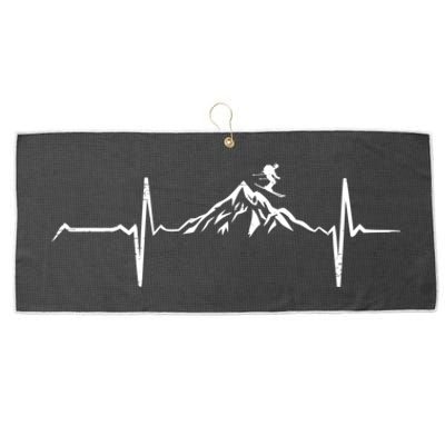 Heartbeat Skiing Winter Sports Skier Sport Gift Large Microfiber Waffle Golf Towel