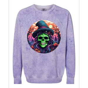 Halloween Scary Witch Face Trick Treat Gift Colorblast Crewneck Sweatshirt