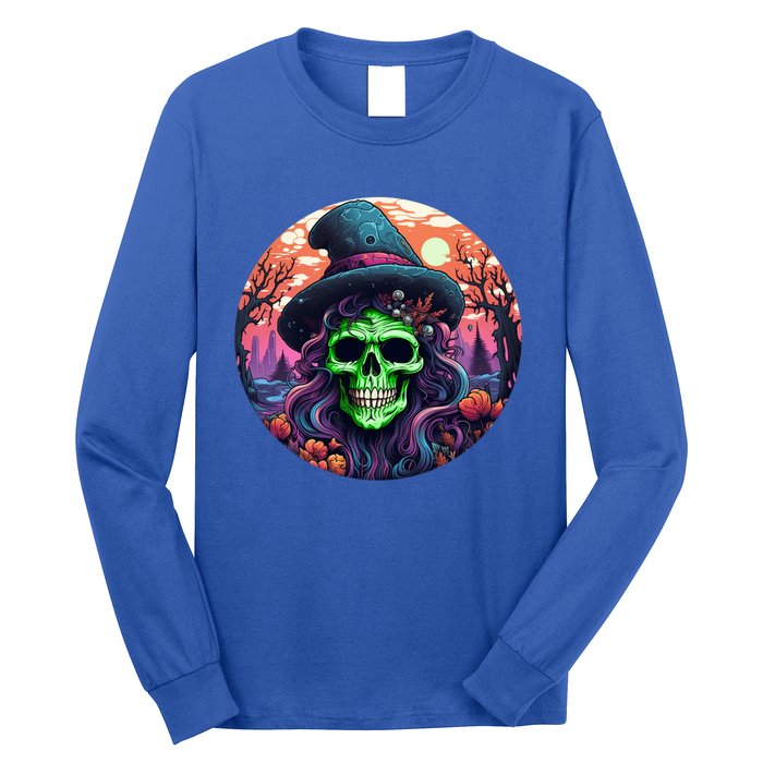 Halloween Scary Witch Face Trick Treat Gift Long Sleeve Shirt