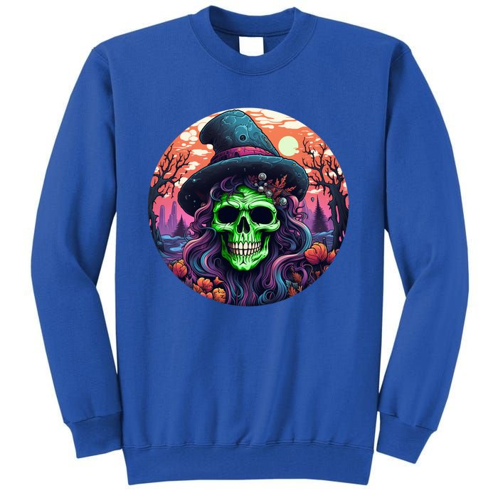 Halloween Scary Witch Face Trick Treat Gift Tall Sweatshirt