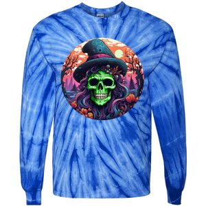 Halloween Scary Witch Face Trick Treat Gift Tie-Dye Long Sleeve Shirt