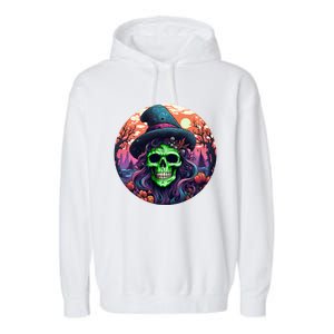 Halloween Scary Witch Face Trick Treat Gift Garment-Dyed Fleece Hoodie